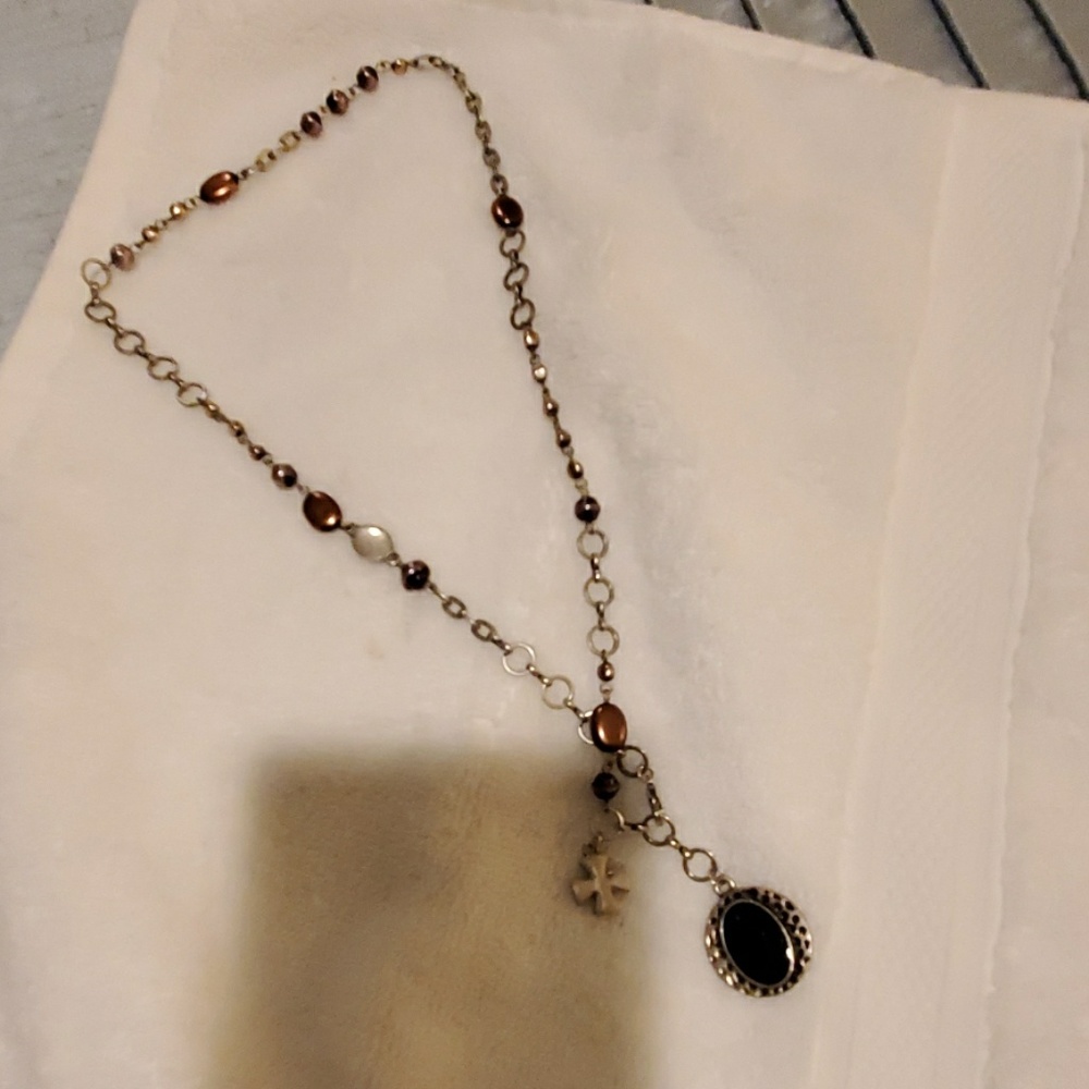 GUESS Mens Necklace with gold and silver beads